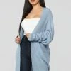 Fashion Nova Reserved For You Cardigan - Dusty Blue