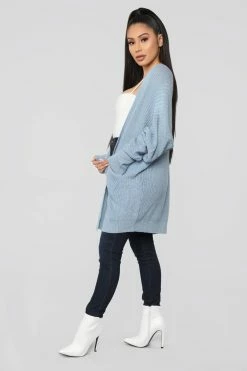 Fashion Nova Reserved For You Cardigan - Dusty Blue