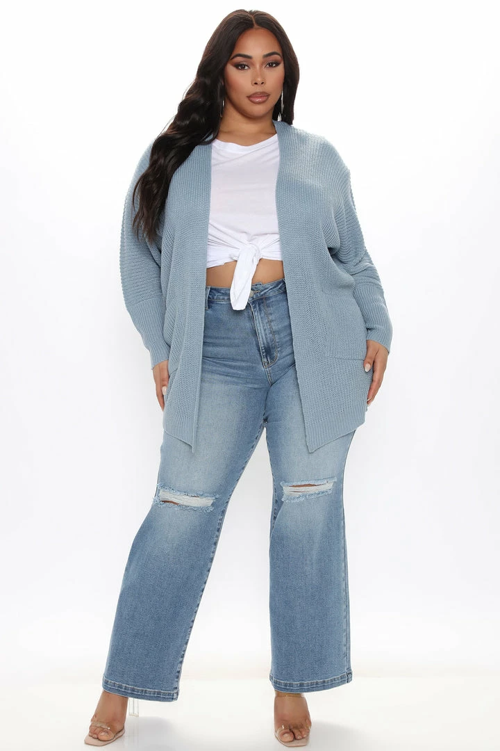 Fashion Nova Reserved For You Cardigan - Dusty Blue