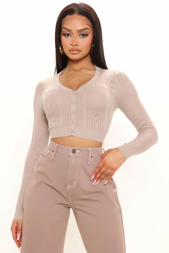 New π Fashion Nova Sweetheart Babe Cropped Cardigan - Taupe π 1 Fashion Nova Sweetheart Babe Cropped Cardigan - Taupe