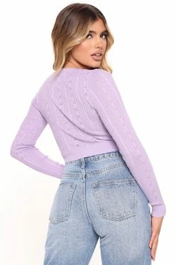 Fashion Nova Cardigans Sweetheart Babe Cropped Cardigan - Lavender