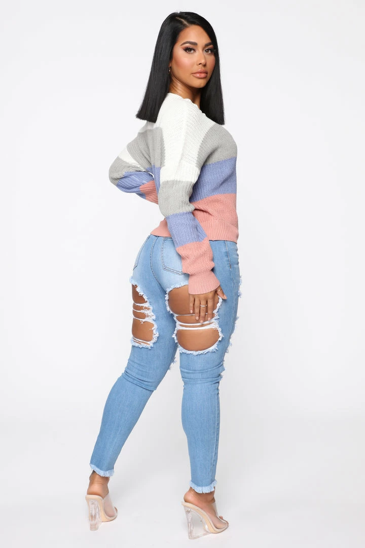 Brand new ๐ Fashion Nova Pullovers On The Way Sweater - Ivory/combo โ 5 Fashion Nova Pullovers On The Way Sweater - Ivory/combo