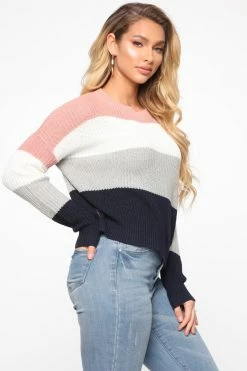 Fashion Nova On The Way Sweater - Mauve/combo