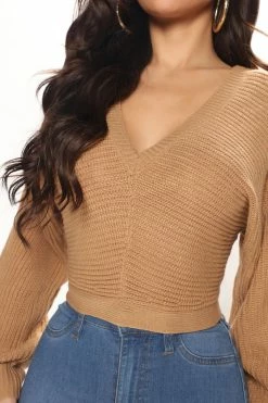 New π₯ Fashion Nova Double Fun Tie Back Sweater Top - Camel π― 6 Fashion Nova Double Fun Tie Back Sweater Top - Camel