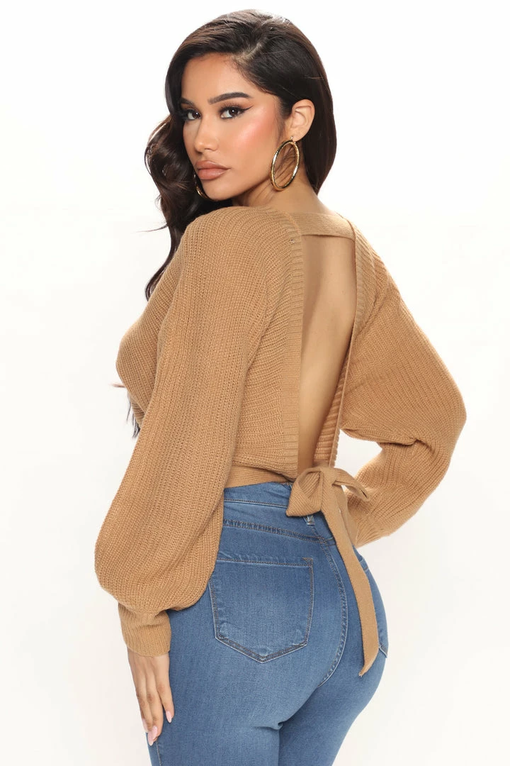 New π₯ Fashion Nova Double Fun Tie Back Sweater Top - Camel π― 1 Fashion Nova Double Fun Tie Back Sweater Top - Camel
