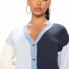 Fashion Nova Block Him Colorblock Cardigan - Blue/combo Cardigans