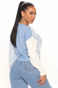 Fashion Nova Block Him Colorblock Cardigan - Blue/combo Cardigans