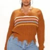Fashion Nova Totally Crushin' Striped Sweater - Brown/combo Pullovers