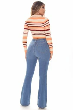 Fashion Nova Pullovers Close To You Striped Sweater - Orange/combo
