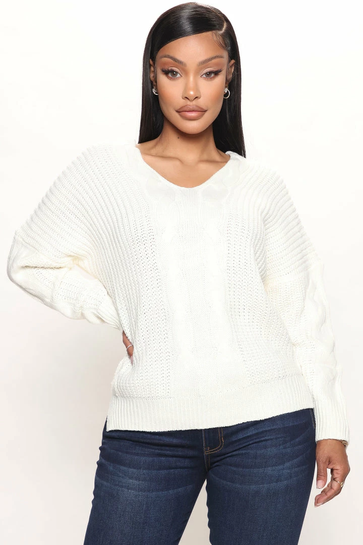Fashion Nova Meant To Be Cable Knit Sweater - Ivory