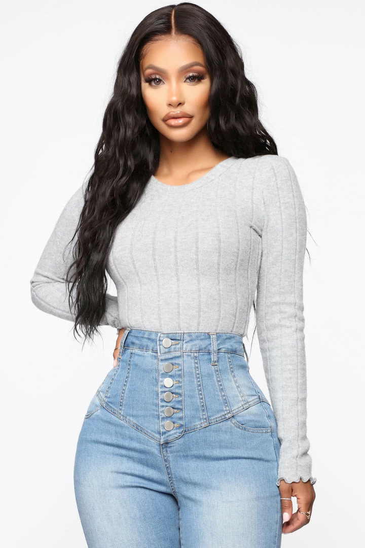 Fashion Nova Pullovers Maddy Sweater - Heather Grey