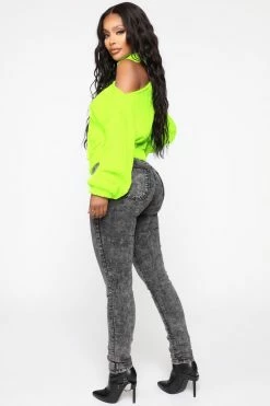 Fashion Nova Pullovers Cut Me Off Sweater - Neon Yellow