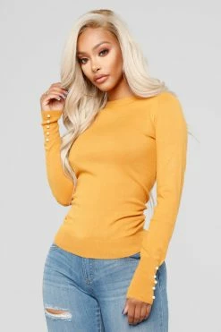 Fashion Nova Doesn't Matter To Me Sweater - Mustard Pullovers