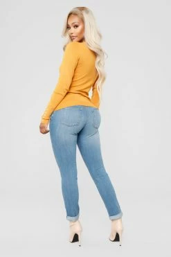 Fashion Nova Doesn't Matter To Me Sweater - Mustard Pullovers