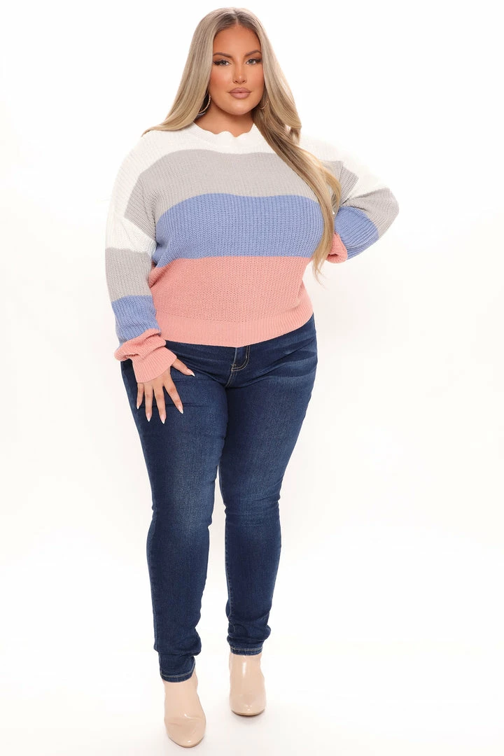 Brand new ๐ Fashion Nova Pullovers On The Way Sweater - Ivory/combo โ 7 Fashion Nova Pullovers On The Way Sweater - Ivory/combo