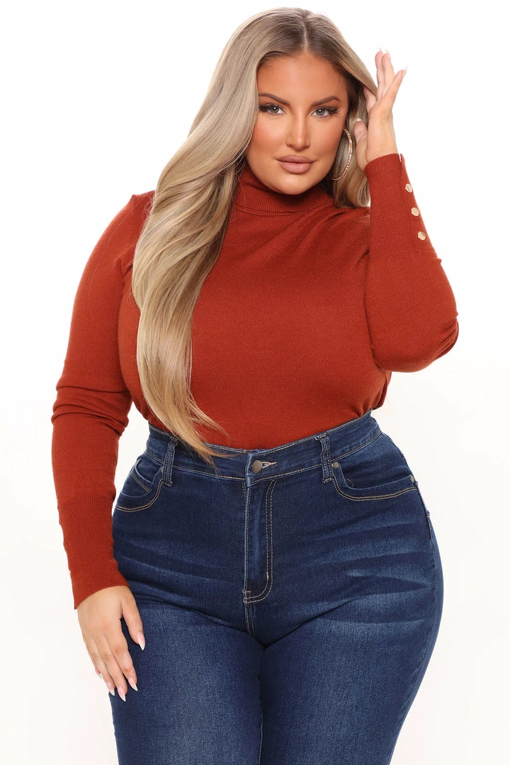 Fashion Nova Pullovers Meet Me Somewhere Turtle Neck Sweater - Rust