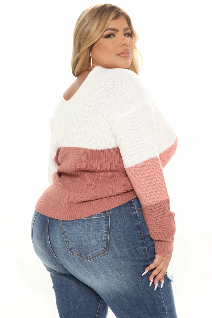 Fashion Nova Just A Little Twisted Sweater - Blush