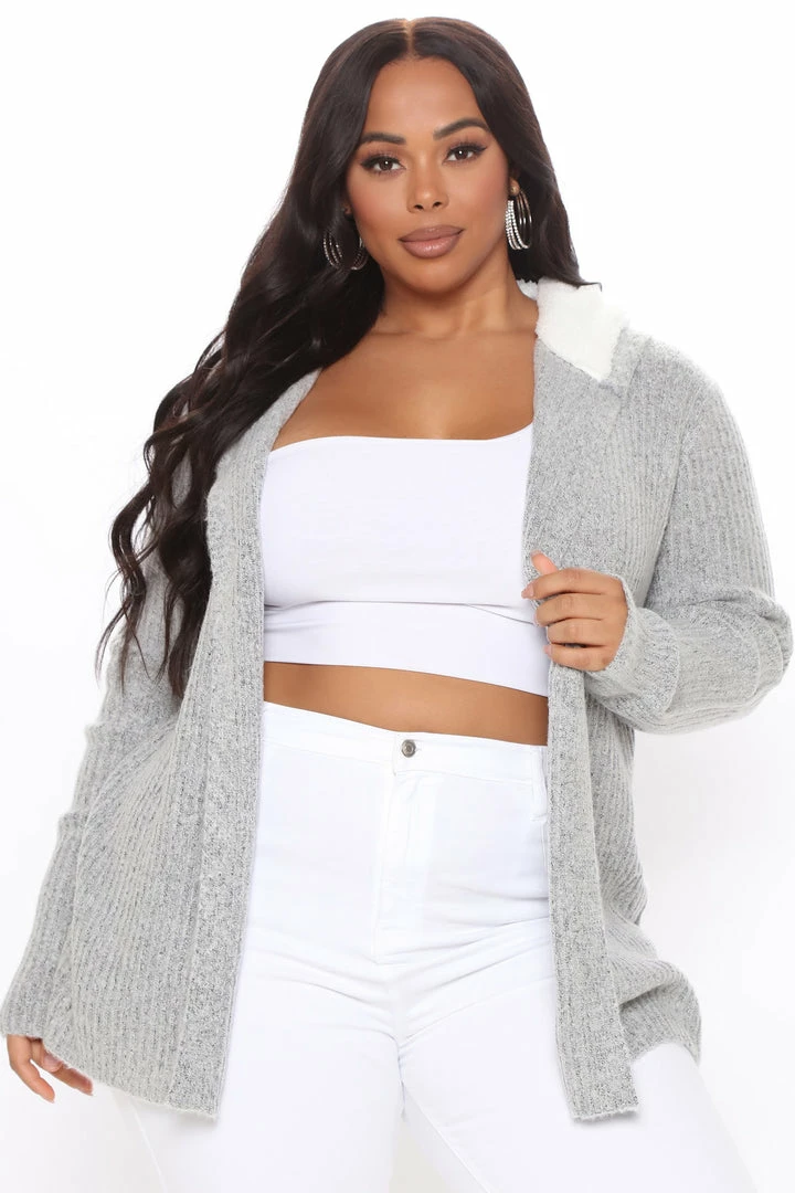 Fashion Nova Far Gone Hooded Cardigan - Grey Cardigans