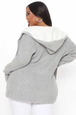 Fashion Nova Far Gone Hooded Cardigan - Grey Cardigans