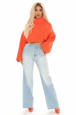 Fashion Nova Pullovers You're My Safe Place Sweater - Orange