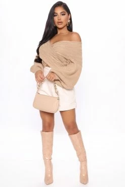 Fashion Nova Keep It Chic Sweater - Taupe Pullovers