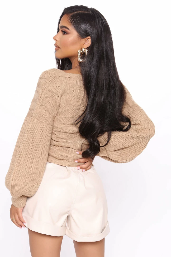 Fashion Nova Keep It Chic Sweater - Taupe Pullovers