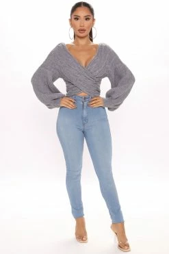 Fashion Nova Keep It Chic Sweater - Grey