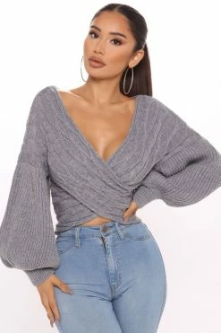 Fashion Nova Keep It Chic Sweater - Grey