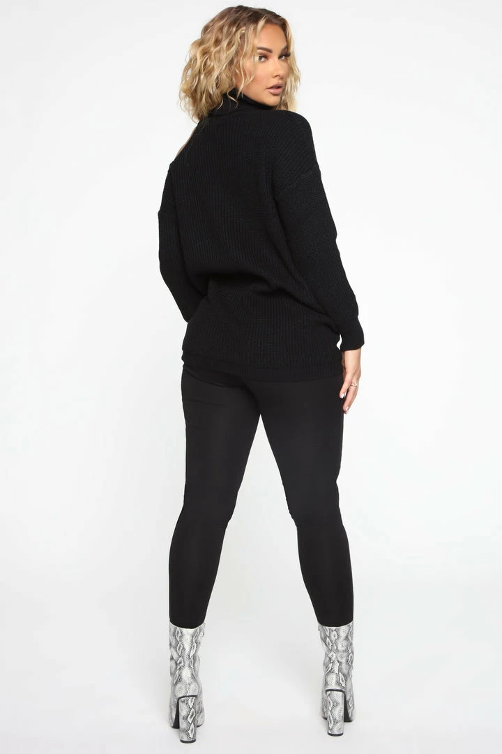 Fashion Nova Don't Cut Me Off Sweater - Black