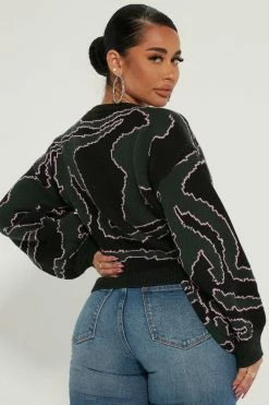 Fashion Nova Hear Me Roar Sweater - Green/combo Pullovers