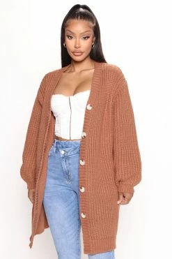 Fashion Nova Cabin Stay Cardigan Sweater - Mocha Cardigans