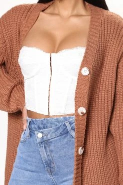 Fashion Nova Cabin Stay Cardigan Sweater - Mocha Cardigans