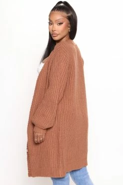 Fashion Nova Cabin Stay Cardigan Sweater - Mocha Cardigans