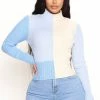 Fashion Nova Here With You Colorblock Sweater - Blue/combo Pullovers