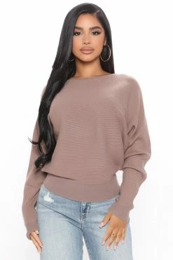 Fashion Nova Pullovers Lazy Day Dolman Sweater - Chocolate