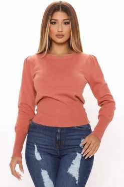 Fashion Nova Long Wait Ribbed Sweater - Cognac