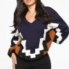 Fashion Nova In That Moment Colorblock Sweater - Navy/combo Pullovers
