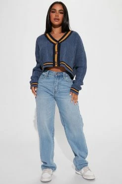 Fashion Nova Class In Session Cardigan - Blue Cardigans