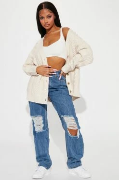 Fashion Nova Cardigans Sweet Memories Boyfriend Cardigan - Oatmeal