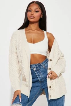 Fashion Nova Cardigans Sweet Memories Boyfriend Cardigan - Oatmeal