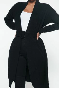 Fashion Nova Cardigans Warms Your Heart Sweater Duster - Black