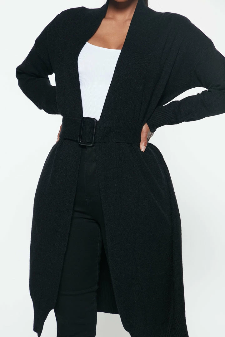 Fashion Nova Cardigans Warms Your Heart Sweater Duster - Black