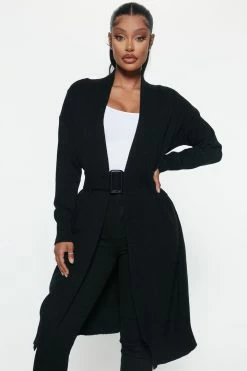 Fashion Nova Cardigans Warms Your Heart Sweater Duster - Black