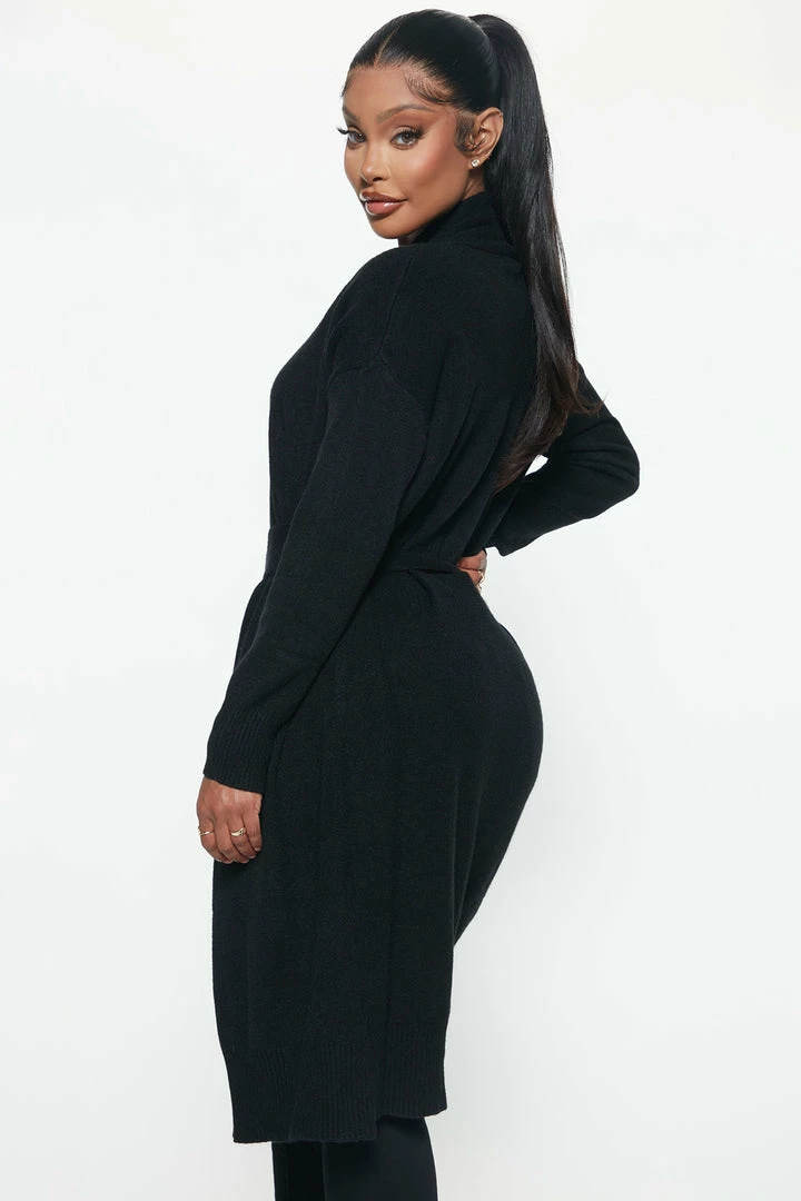 Fashion Nova Cardigans Warms Your Heart Sweater Duster - Black