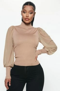 Fashion Nova Meet Me In Manhattan Sweater - Taupe Pullovers