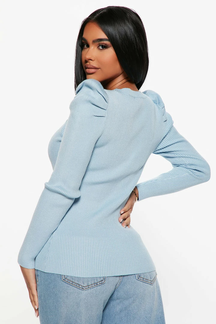 Fashion Nova Real Love Sweater - Blue