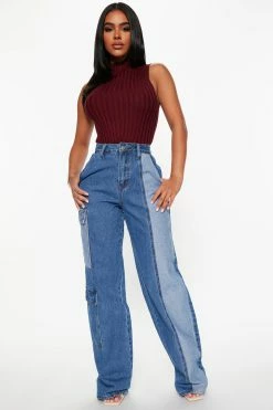 Fashion Nova Debby Ribbed Mock Neck Sweater Tank - Burgundy