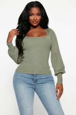 Fashion Nova Higher Love Sweater - Sage Pullovers