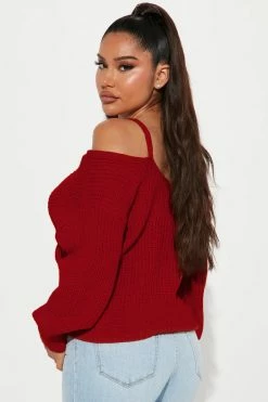 Fashion Nova Fall Fave Twist Sweater - Rust Pullovers
