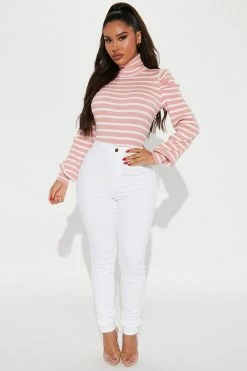 Fashion Nova Pullovers Toxic Touch Turtleneck Sweater - Rose/Combo